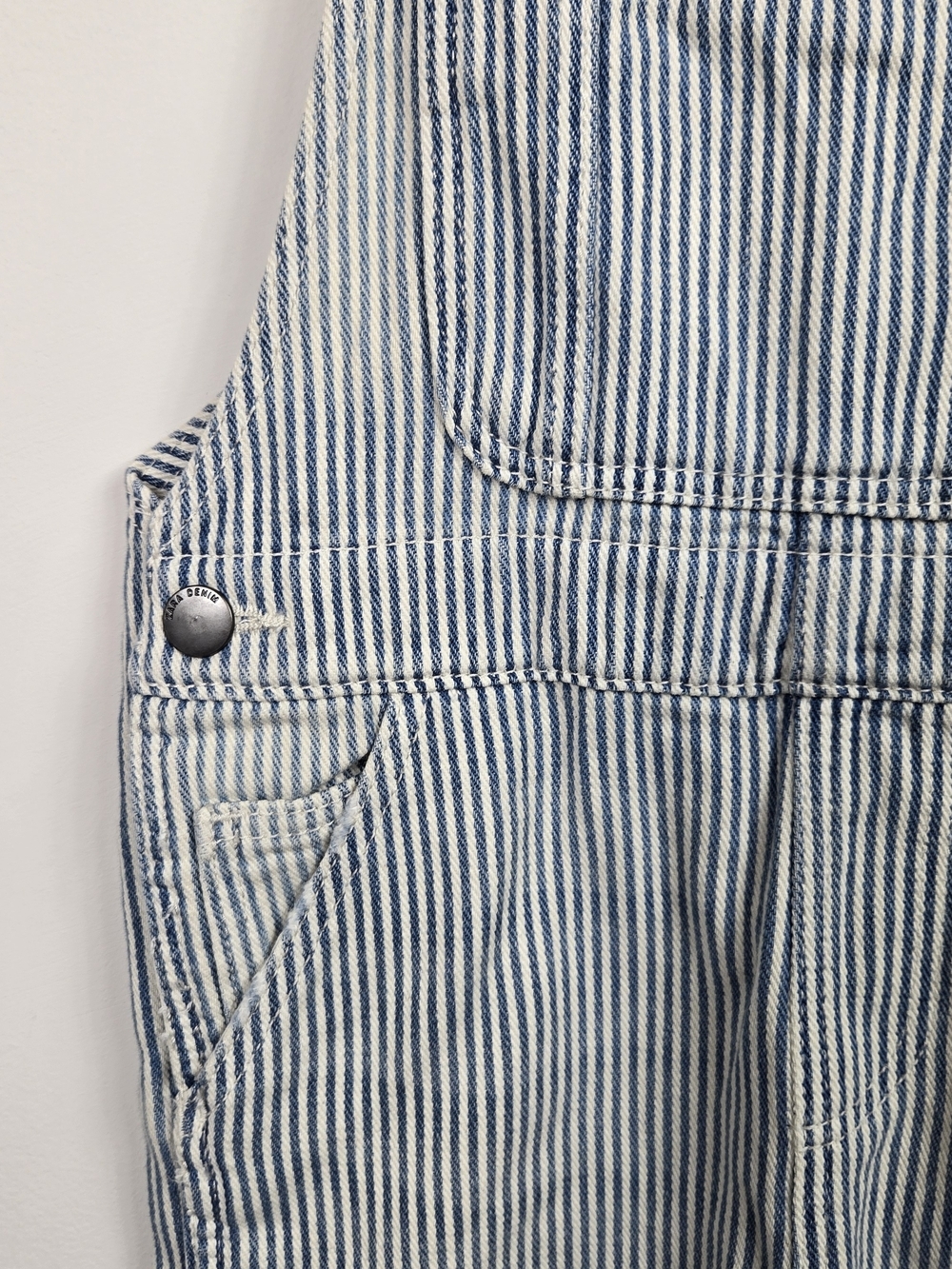 New Zara Kids Hickory Stripe Denim Overalls Dungarees 3-4Y - Picture 5 of 9